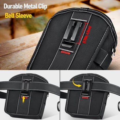 Tool Pouch Nails Screws Bag with Belt Clip (XL, Black) - color: Black