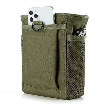 FRTKK Tactical Molle Drawstring Magazine Dump Pouch Outdoor Ammo Pouch, Adjustable Military Utility Belt Fanny Hip Holster Bag - color: Army green