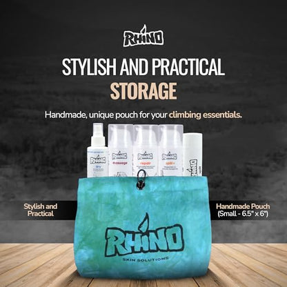 Rhino Skin Starter Kit Bundle - Climbing Skincare 5-Piece Set with Hand Cream, Lotion, Conditioner, Antiperspirant, and Balm | For Dry and Cracked Hands | Travel Size Hand Creams with Handmade Pouch