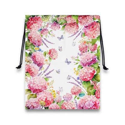 Gymnastics Grip Bag Lightweight Small Drawstring Grip Bags for Gymnasts - color: Hydrangeas Butterflies Pink