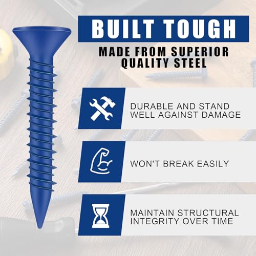 MorningRo 200 Qty 3/16" x 3-1/4" Star Head Concrete Screws Anchor with Drill Bits Blue Star Drive Bugle Head Screws for Anchor Masonry, Block, Brick, Cement, Stucco, Diamond Point and Wood Fastening - size: 3/16" X 3-1/4", style: Star Head