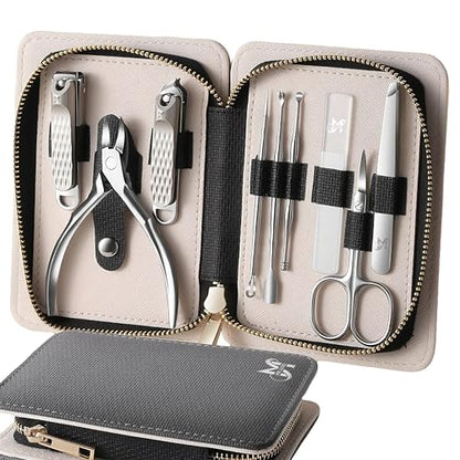 9PCS Manicure Set – Professional 9-in-1 Manicure Pedicure Kit, Premium Stainless Steel Nail Clippers, Nail Grooming Kit, with Portable Textured Travel Case, Luxury Gift Set for Woman& Man. - size: 9PCS