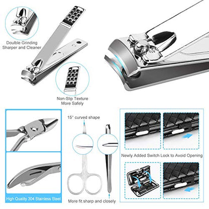 OKOM 19PCS Nail Clipper Set - Professional Manicure Nail Kit for Men Women, Stainless Steel Nail Clippers with Case, Fathers Day Gift - size: Large (Pack of 1)