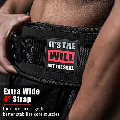 Heavy Duty Dip Belt With Chain - Weighted Pull Up Belt for Workout - color: black