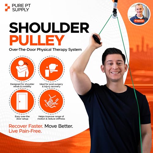 PurePT Premium Shoulder Pulley for Physical Therapy - Premium Nylon & Strong Handles | Free Expert-Guided Workouts | Over-the-Door Pulley for Shoulder Rehab | Easy Set-Up Pulleys for Shoulder Rehab