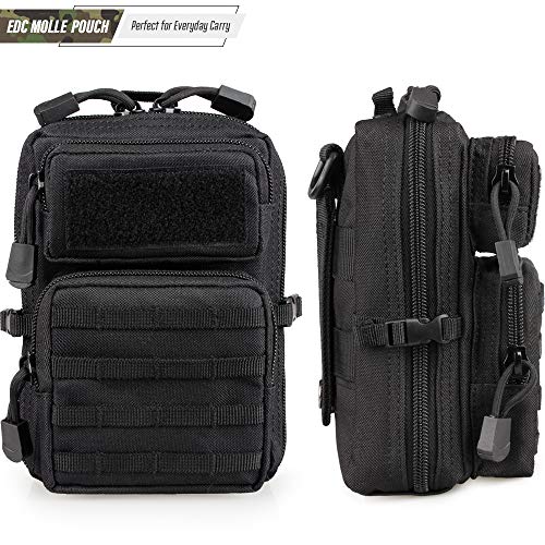 LIVANS Tactical Molle Utility Pouch, EDC Tool Pouch Tactical Phone Pouches Mini Waist Pouches Medical EDC IFAK Pack Mini Design of 3-Day Backpack - color: Black