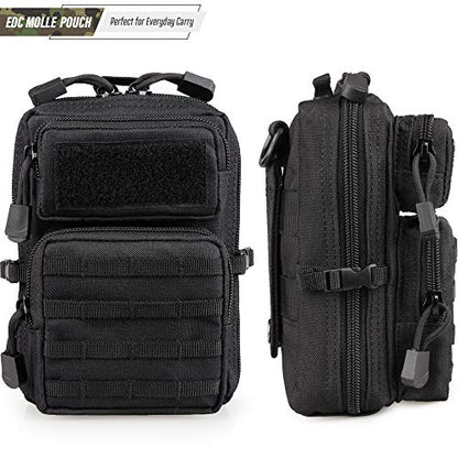 LIVANS Tactical Molle Utility Pouch, EDC Tool Pouch Tactical Phone Pouches Mini Waist Pouches Medical EDC IFAK Pack Mini Design of 3-Day Backpack - color: Black