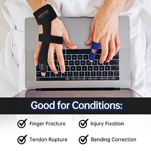 Abaadlw Trigger Finger Splint 2 Pcs, Adjustable Index Finger Splint, Finger Splint Middle Finger, Ring Finger Splint, Pinky Finger Splint,Hand Brace - color: Black-B1-2, size: M