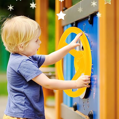 2 Pack Steering Wheel Playset Plastic Pirate Ships Wheel with Mounting Tools for Kids Playground Outdoor Gym (Yellow, Red) - color: Yellow, Red