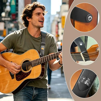 Guitar Bass Strap, Embroidered Electric Guitar Strap, Double Adjustable Buckle, Length Adjustable from 49" to 63", Equipped with 3" 3D Foam Padding, Includes 4 Picks and 2 Strap Locks, Smooth Blue. - color: Smooth Blue(49"-63")