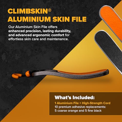 Climbskin Aluminium Skinfile - Precision Callus File for Hands and Fingers - Includes 10 Adhesive Refill Pads - Ideal for Climbing, Weightlifting, and Gymnastics