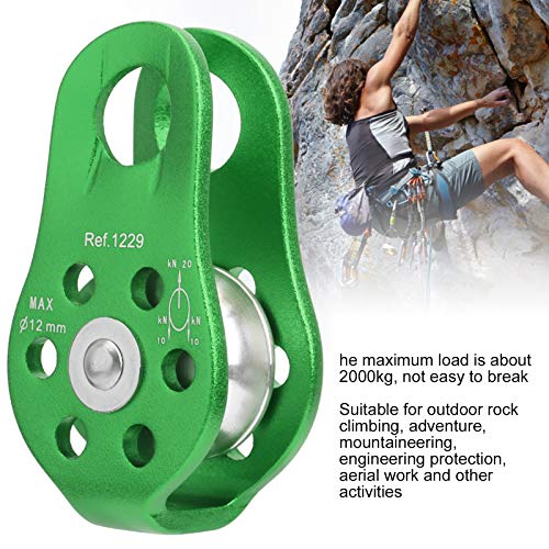 20KN Outdoor Climbing Pulley, Aluminum Side Swing Pulley, Climbing Pulley for Climbing Aloft Work Rappelling Rescue - size: Green