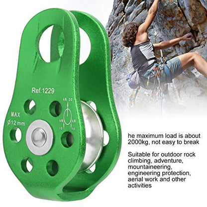 20KN Outdoor Climbing Pulley, Aluminum Side Swing Pulley, Climbing Pulley for Climbing Aloft Work Rappelling Rescue - size: Green