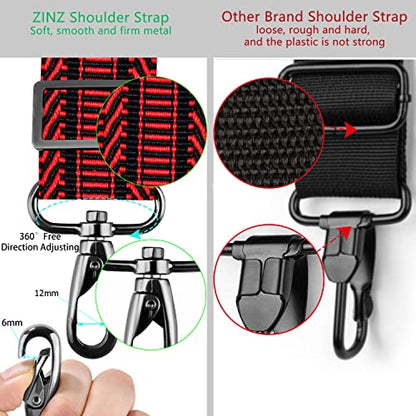 Shoulder Strap 78" Universal Handbag Strap with Ultra-thick Fixed Padded and Dual Balanced Adjustable Buckles Shoulder Crossbody Strap for Briefcase Messenger Bag Laptop bag Luggage，Bk&Red Jacquard - color: Black&red Jacquard