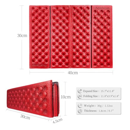 AceCamp 3940 Portable Lightweight Mini Waterproof Folding Mat, Foam Sitting Pad for Outdoor Activities, Foldable Kneeling and Seat Cushion for Comfort, Red - style: 1-pack