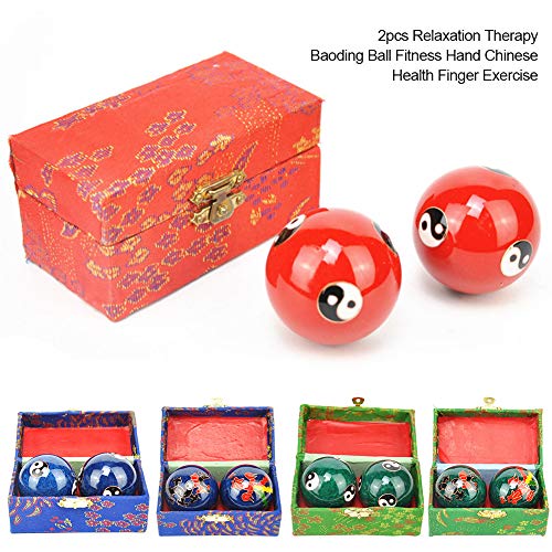 2 Pcs Baoding Balls, Chinese Health Exercise Stress Balls, Meditation Massage Handball with Box, Hand Exercise Ball for Hand Remedy and Stress Relief(Color:Blue Taiji) - color: Blue Taiji
