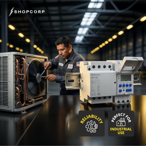 4 Pole Contactor 120v Coil Normally Open (NO) 110/120VAC Coil, Motor Load 40a and Lighting Load 60A, AC Contactor - Bundle with Programmable Timer Relay and DIN Rail 35 x 150 mm - style: 4 Poles Contactor + Timer