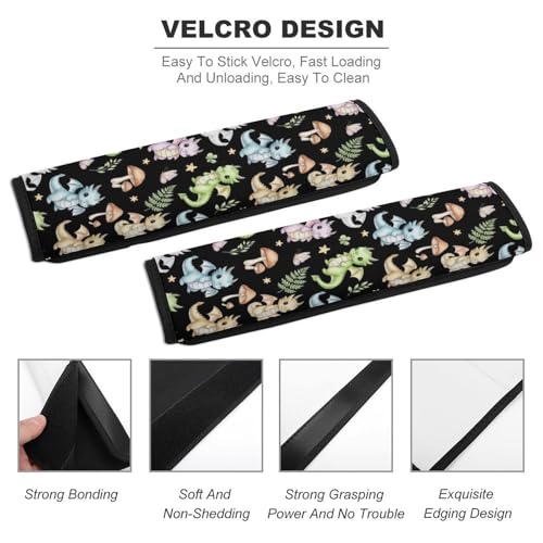 2 Pack Moon Mushroom Leaf Dragon Seat Belt Shoulder Pad Universal Fit Harness Pads Strap for Kids, Car Seats Pushchair Strollers High Chair Pushchair, Shock Absorption - color: Pattern 1140