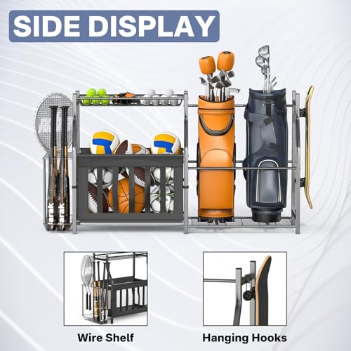 WALMANN Garage Sports Equipment Organizer, Ball Storage Stand, Indoor Golf Bags Stand for Garage - style: Stand for 2 Bags