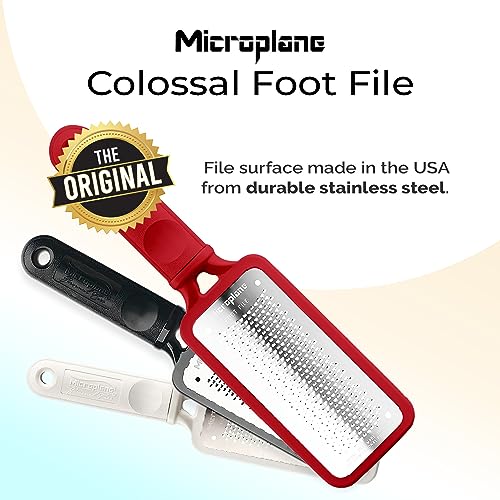 Microplane Colossal Foot File Scraper - The Original Stainless Steel Foot Rasp, Dead Skin/Callus Remover for Feet, Gentle Foot Scrubber, Pedicure Tools for Salon-Quality Foot Care, Red - style: Red