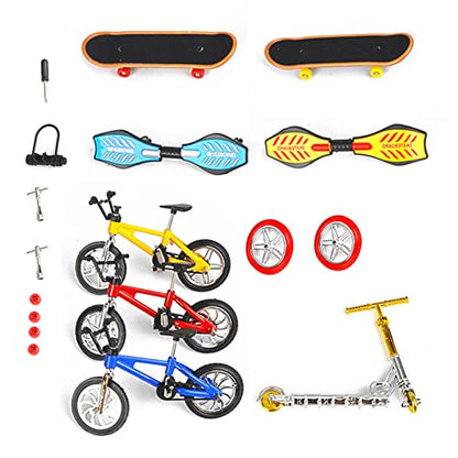 ZEZEFUFU 1 Set 18PCS Plastic Mini Fingerboard Skateboard Two Wheels Bike