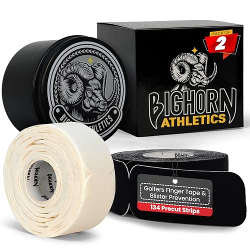 Bighorn Athletics Blister Tape with Tin, 134 Precut Strips, Black/White | Waterproof precut strips protect fingers & feet from blisters. Flexible, skin-friendly. Stays on for golf, hikes & long runs. - color: Black & White, size: 2-Pack