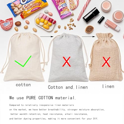 gobyhumm 20 Pcs Cotton Muslin Drawstring Sachet Pouch Bags （4.0 * 4.7"） | Pure Cotton Sachet Bags，Reusable Empty Gift Pouches for Party Home Supplies - color: 20 pcs,4.0*4.7"