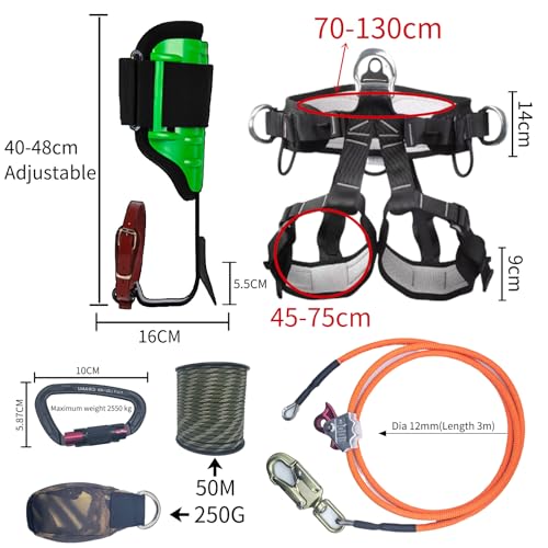 Tree Climbing Gear, Tree Climbing Spikes，Arborist Equipment for Climbers, Hunting, Fruit Picking ，Logging Etc - size: Tree Climbing Gear Green C