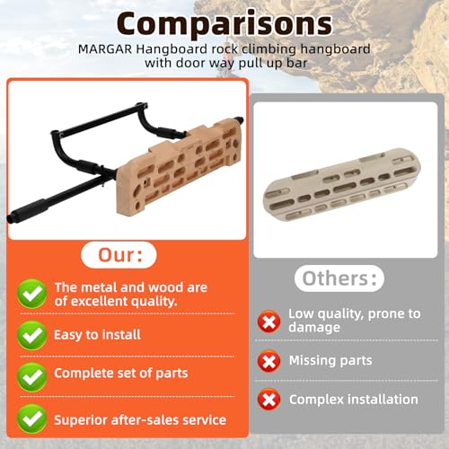 MARGAR Hangboard Rock Climbing Hangboard with Door Way Pull Up Bar, 2 in 1 Hangboard Rock Climbing Hangboard, Rock Climbing Hangboard Over Door for Rock Climbing Training and Home Fitness