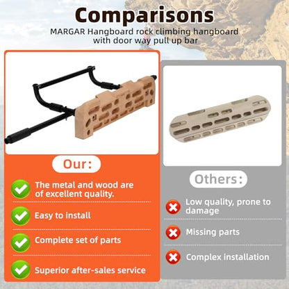 MARGAR Hangboard Rock Climbing Hangboard with Door Way Pull Up Bar, 2 in 1 Hangboard Rock Climbing Hangboard, Rock Climbing Hangboard Over Door for Rock Climbing Training and Home Fitness