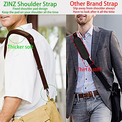 ZINZ Shoulder Strap 58" Ultra-Thick Fixed Padded and Adjustable Buckles Crossbody Strap for Briefcase Laptop Bag Luggage - color: Brown