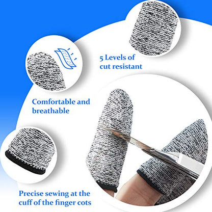 Honoson 20 Pcs Cut Resistant Finger Cots, Reusable Finger Protectors | Cut Resistant Sleeve, Reusable Silicone Cots, 20 Pack, Kitchen Prep, Craft Work, Sewing, Sculpture