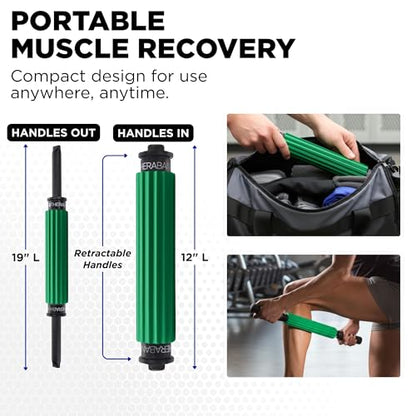 THERABAND Roller Massager+, 19"-21" Retractable Muscle Massage Stick for Full-Body Use, Deep Tissue & Trigger Point Self-Massage, Portable Handheld Fascia Release Tool for Runners, Athletes - style: Portable