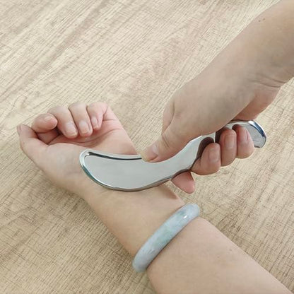 BYYDDIY 4 in 1 Stainless Steel Dual Head Facial Reflexology Tool & Facial Tool Set, Muscle Scraper Tool for Face,Tighten Skin Massage, Guasha Beauty Tool for Body Eyes (s-4in1) - style: 4in1