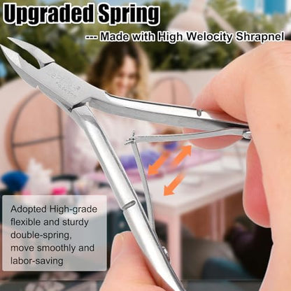 4 Packs Upgraded Cuticle Trimmer kit, 5mm Jaw | Upgraded Blades and Springs, Sharp and Labor-saving Dead Skin Clipper Tool for Women and Men - color: Silver