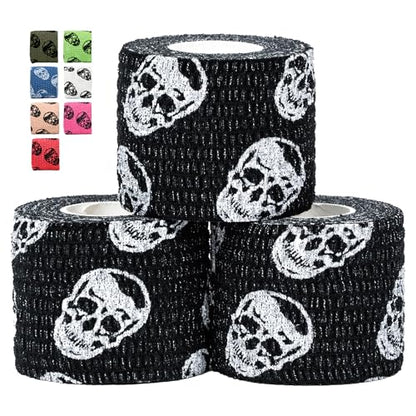 Gymreapers Hook Grip Weightlifting Tape (3 Pack) Premium Adhesive Thumb Skull Tape for Finger Protection, Powerlifting, Exercise & Cross Training - Athletic Sweat Proof Tape - color: Black