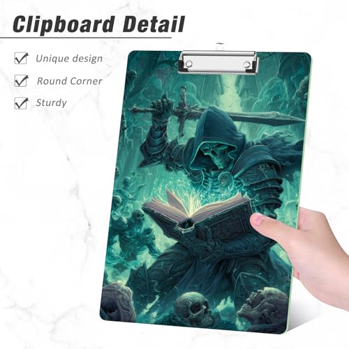 Rimilak Wood Clipboard, 8.5x11 Hardboard Clip Board,Magic Skeleton | Fun Design, Cute Custom Pattern, 9 x 12.5 in Letter Size for Classroom, Teachers, Kid, Woman, School & Office Supply - color: Magic Skeleton