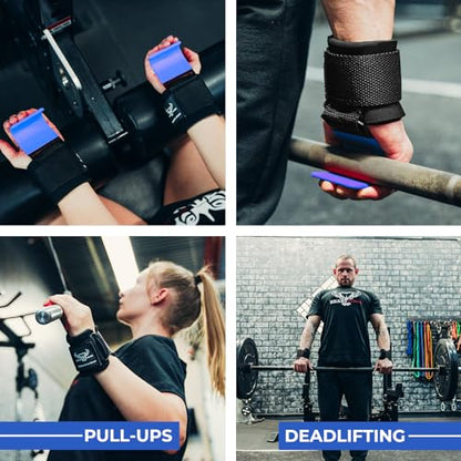 BEAST RAGE Workout Hooks for Men, Durable Coated Grip Gym Straps for Weightlifting Wrist Wraps Training Weight Lifting Strength Fitness Bodybuilding Anti Slip Women Hook Exercise - color: Blue