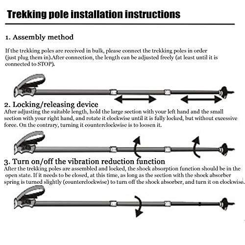 Aihoye Trekking Poles,Adjustable Shock Absorbing Hiking Walking Stick-2Pcs | Aviation aluminum,Collapsible, Lightweight, All-terrain walking poles, Carry bag included - color: red