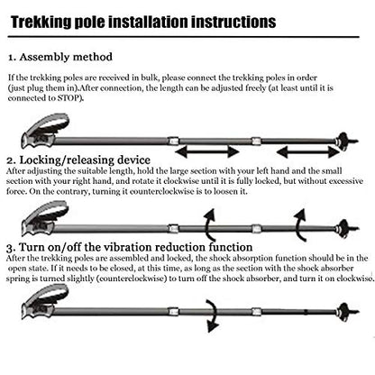 Aihoye Trekking Poles,Adjustable Shock Absorbing Hiking Walking Stick-2Pcs | Aviation aluminum,Collapsible, Lightweight, All-terrain walking poles, Carry bag included - color: black