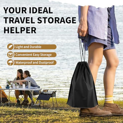 COIDEA 20 Pack Black Shoe Bags for Travel, 15.7" x 11.8", Waterproof Portable Drawstring Travel Shoe Storage Bags - color: Black