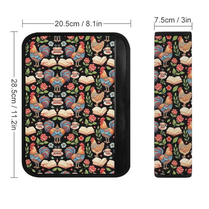 2 Pack Chicken Reading Book Chickens Rooster Hen Floral Seat Belt Cover Universal Fit Seat Belt Cushion for Kids, Stroller Pushchair High Chair, Neck and Shoulder Support - color: Pattern 665