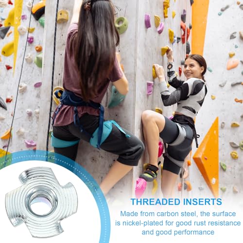 PATIKIL 1/4-20 T-Nuts, 50 Pcs Zinc Plated Steel 4-Pronged Tee Blind Nut 14 mm Length Four-jaw t Nuts Threaded Inserts Hardware for Wood Furniture Cabinetry Rock Climbing Holds - size: 1/4-20x14mm