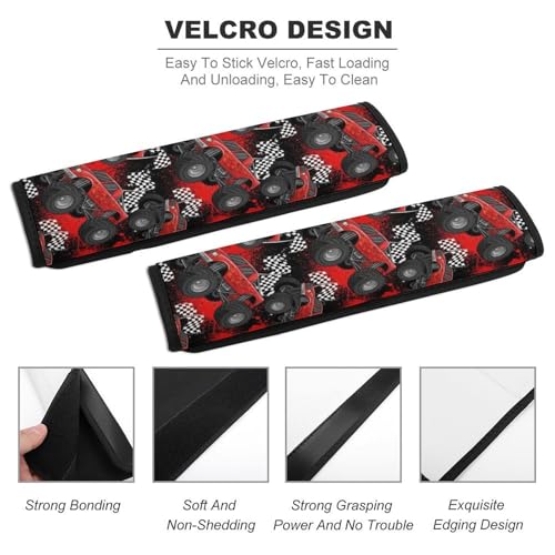 2 Piece Red Fire Monster Truck Car Seat Straps Shoulder Pads Universal Fit Automotive Seat Belt Protector for Kids, Car Seats Pushchair Strollers High Chair Pushchair - color: Pattern 1236
