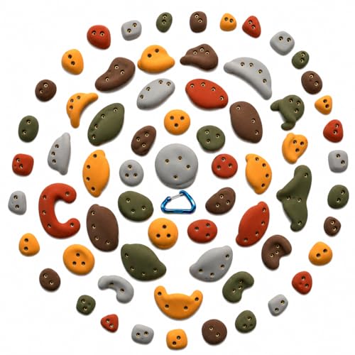Atomik Climbing Holds 65-Pack Screw-On Rock Climbing Holds Set #2, Equips 8' x 8' Wall - color: Earth 1: Gray, Moss, Gold, Rust, Brown