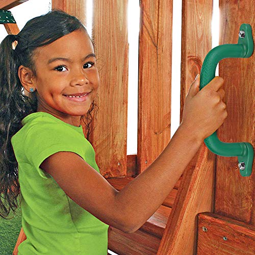 SELEWARE Green Playground Safety Handles 2Pcs Kids Playground Grab Handles | Non-Slip Durable Plastic Handle Indoor Outdoor Playset Handle for Playhouse, Treehouse, Climbing Frame, Jungle Gym, Swing Set - color: Army Green (2 Pack)