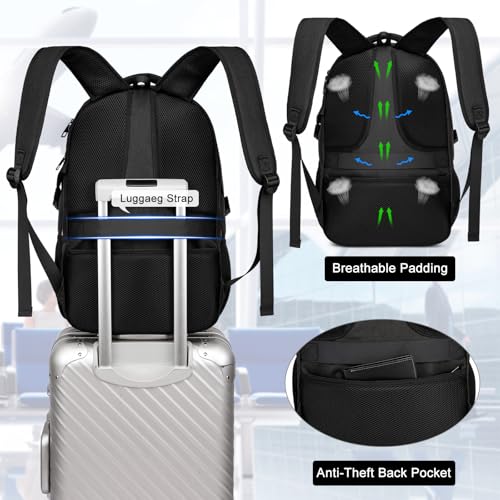 ZUBOND Backpack with Shoe Compartment for Men and Women, 17.3 Inch Laptop Travle Backpack, Daypack Gym, Sports, Camping, Hiking