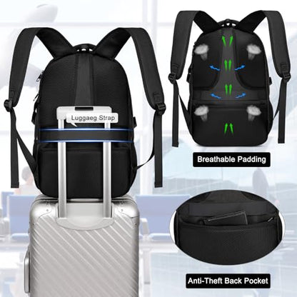 ZUBOND Backpack with Shoe Compartment for Men and Women, 17.3 Inch Laptop Travle Backpack, Daypack Gym, Sports, Camping, Hiking
