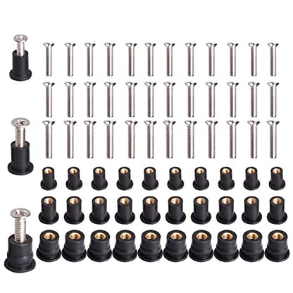 WEDAMER 36 Pairs M4 M5 M6 Neoprene Well Nuts with Stainless Steel Screw M5 Rubber Well Nuts Kayak Brass Copper Bolts Well Nut Kit for Kayak Motorcycle Boat Marine Windscreen Accessories (M4 M5 M6) - color: M4 M5 M6 each 12 Pairs