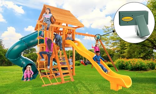 Eastern Jungle Gym Easy 1-2-3 A-Frame 2 Brackets for Swing Set with All Mounting Hardware, Green | Heavy Duty Brackets with All Mounting Hardware | DIY Swing Set Parts to Build Playground Sets for Backyards - style: 2 A-Frame Swing Set Brackets